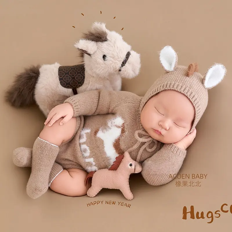 2026 Khaki Horse Theme Set - Newborn Photography Props - Image 3